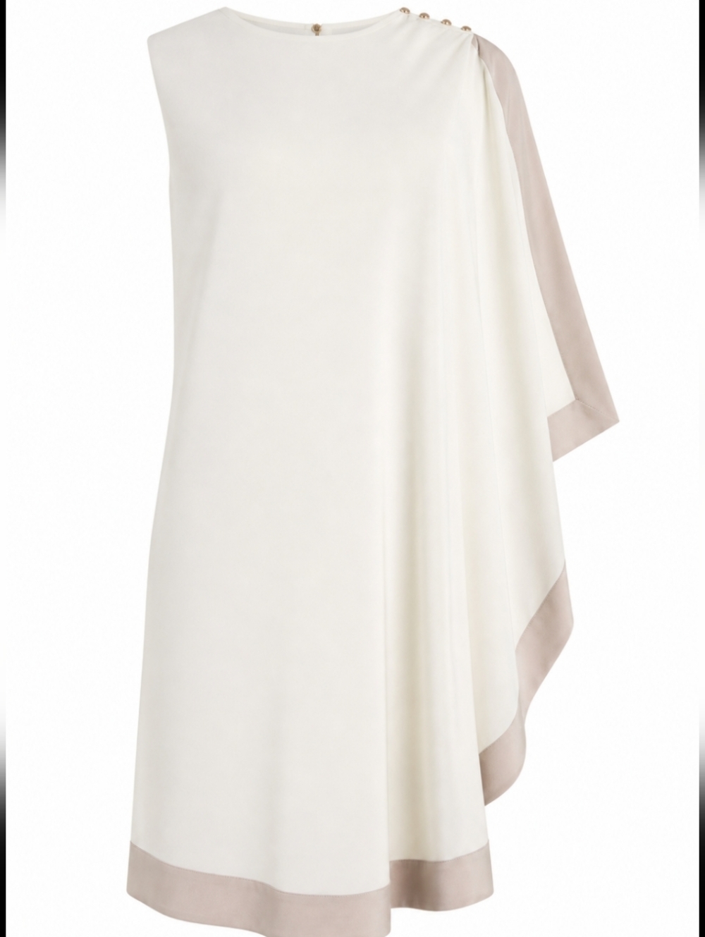 TED BAKER LONDON Bolty Asymmetric Drape Dress Ivory Pink US 4 UK 1 Rose Gold